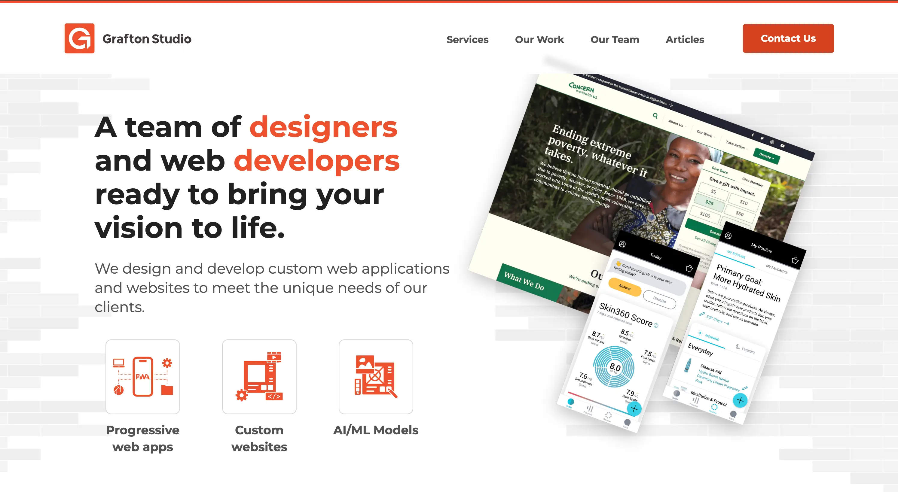The landing page of the Grafton Studio website.